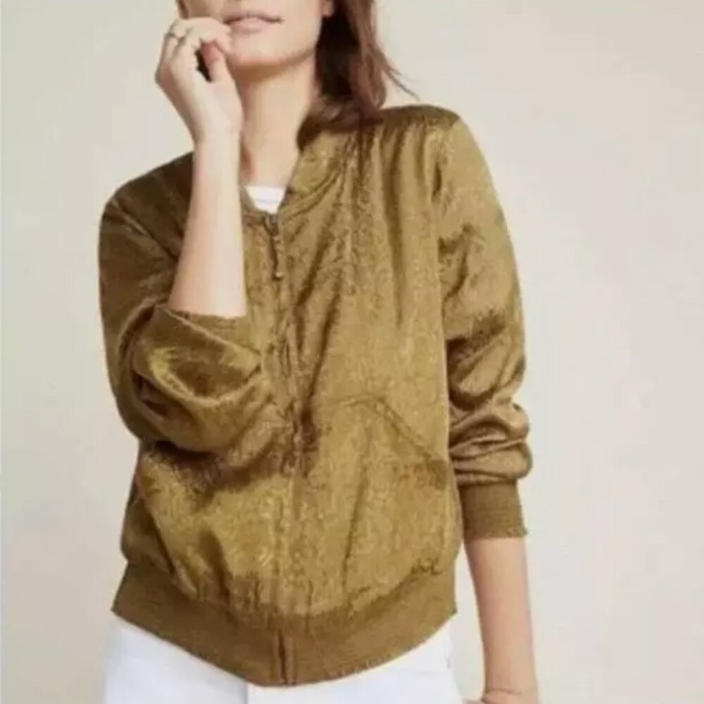 Maeve by Anthropolgie Satin bomber Jacket szM - Picture 2 of 15